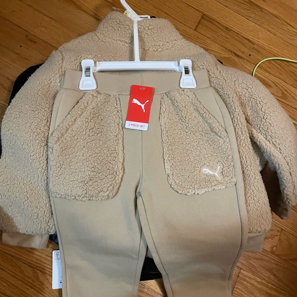 Puma Tan Sherpa Jacket and Pants Set